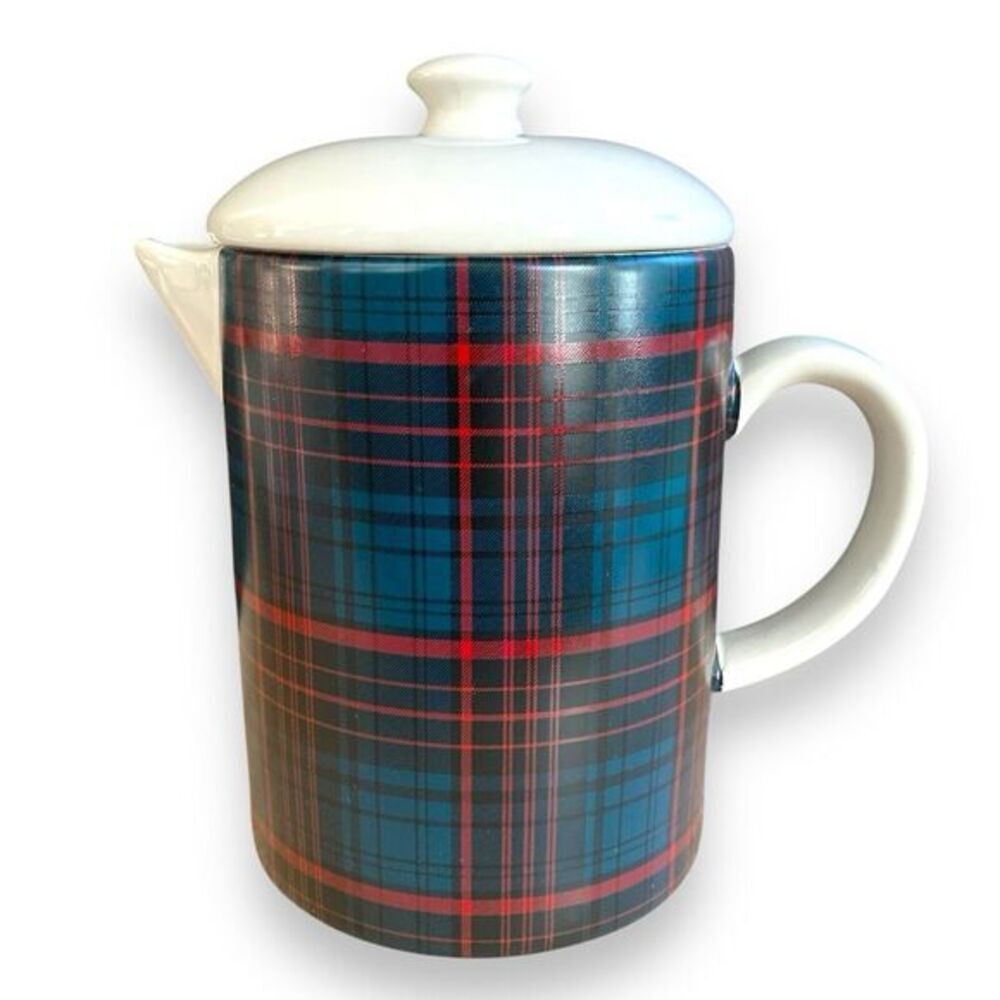 Magnolia Hearth & Hand Tartan Plaid Stoneware Coffee Pot Hot Cocoa Holiday